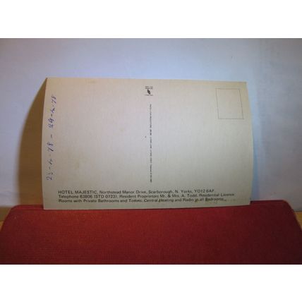HOTEL MAJESTIC, SCARBOROUGH, YORK. unused postcard dated 1978 =