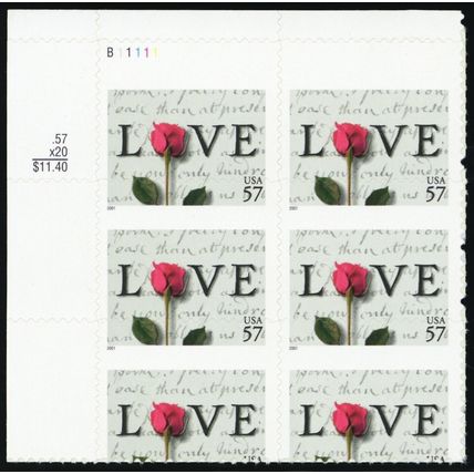 3551, Mint NH 57¢ Misperforated UL Plate Block * Stuart Katz