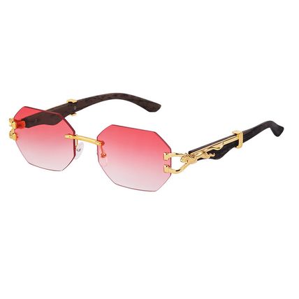 Small Octagon Rimless Sunglasses Woman Men Leopard