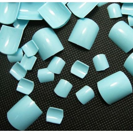 Baby Blue False Toe Nails Press On Square Full Cover Artificial Pedicure Set diy