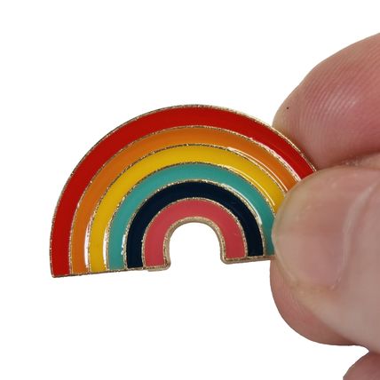 Rainbow Enamelled Pin Badge Brooch Pride Metal in velvet bag 3.2cm x 1.8cm BA168