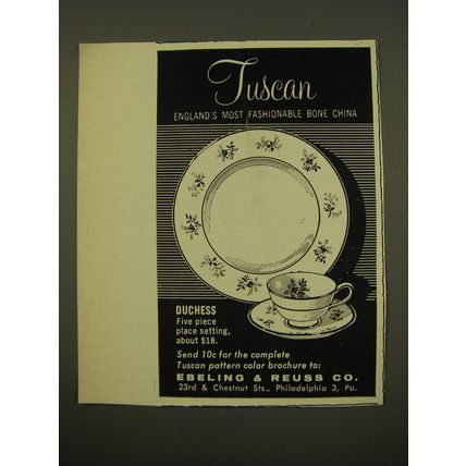1961 Tuscan Duchess China Ad - Tuscan England's most fashionable bone china