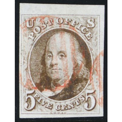 1, Used XF 5¢ Top Sheet Margin Copy! * Stuart Katz