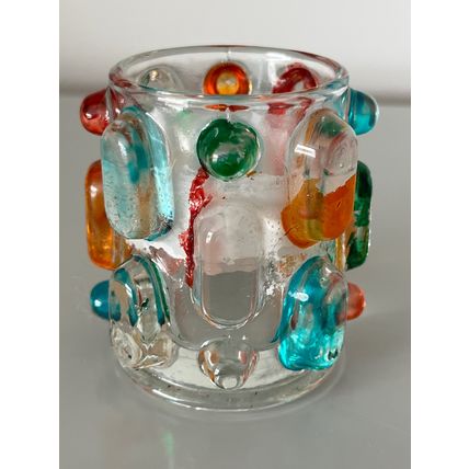 VINTAGE JAPANESE BOND WARE VOTIVE GLASS CANDLE HOLDER