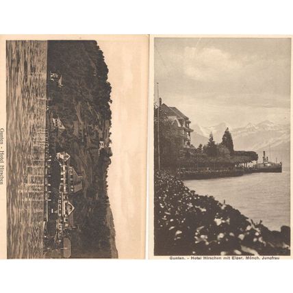 Gunten Hotel Hirschen Switzerland 2x EX Old Postcard s