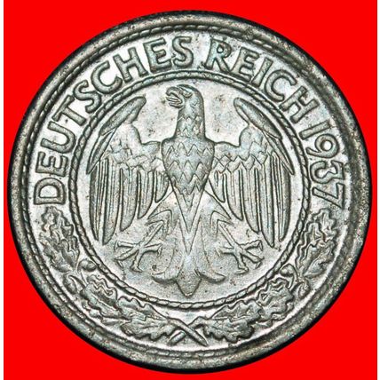 Ⰶ EAGLE (1927-1938): GERMANY ★ 50 PFENNIGS 1937A UNCOMMON ★LOW START★NO RESERVE