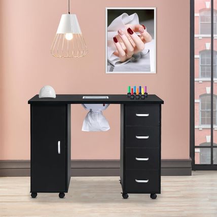Nail Desk Manicure Table - Nail Tech Desk with Dust Collector - Nail Table with