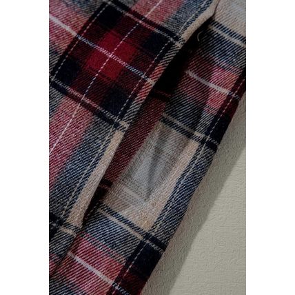 Red Plaid Print Chest Pocket Buttoned Hooded Shacket