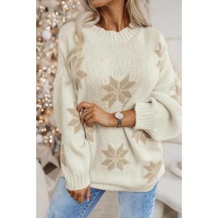 White Snowflake Christmas Tunic Sweater