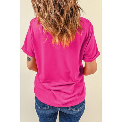 Rose Red Easter Eggs Patched Crew Neck Graphic Tee