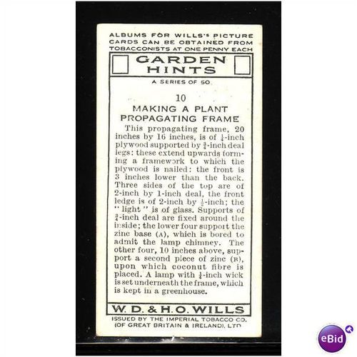 WILLS - 1938 GARDEN HINTS NO 10 MAKING A PLANT PROPAGATING FRAME Mint