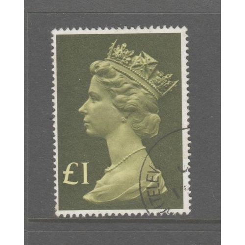 GREAT BRITAIN 1977 SG 1026 £1 YELLOW GREEN FINE USED