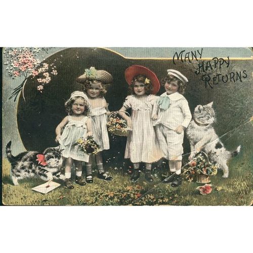 Antique GB Birthday Card 1908 - Many Happy Returns