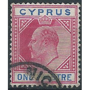 Cyprus 1903 SG52 1pi Carmine & Blue Very Fine Used . ..