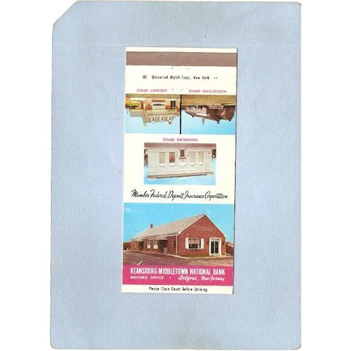 New Jersey Bedford Matchcover Keansburg-Middletown  National Bank w/Photos ~3230