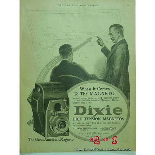 SPLITDORF ELECTRICAL CO 1918 sparks of life Dixie Magnetos vintage ad