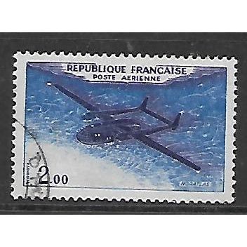 FRANCE 1960 AIR 2F PURPLE AND BLACK AIRCRAFT SG 1457 FINE USED#2