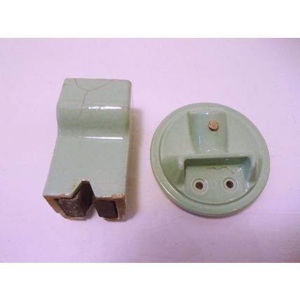 Vintage Jadite Ceramic Procelain Telephone Jack and Electrical Connector