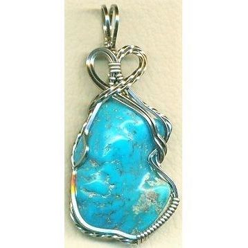 Turquoise Titanium Copper Wire Wrap Gemstone Pendant 5
