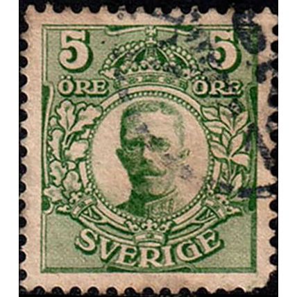 Sverige Sweden 1911 King Gustaf V 5ore Used Stamp