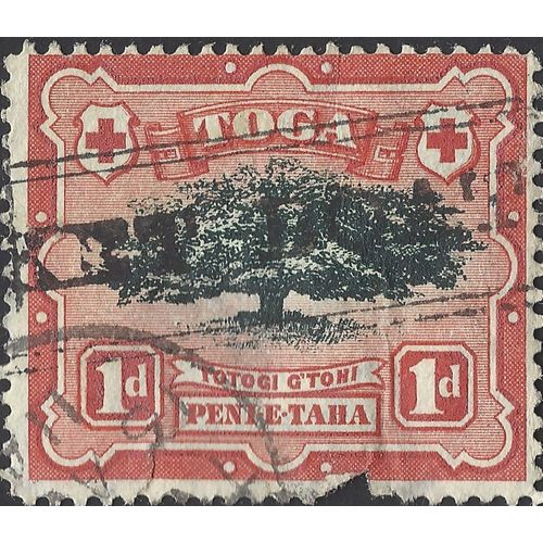 TOGA, (TONGA), Breadfruit, red 1897, 1d