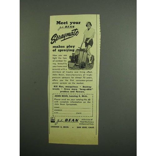 1953 John Bean Spraymate Sprayer Ad