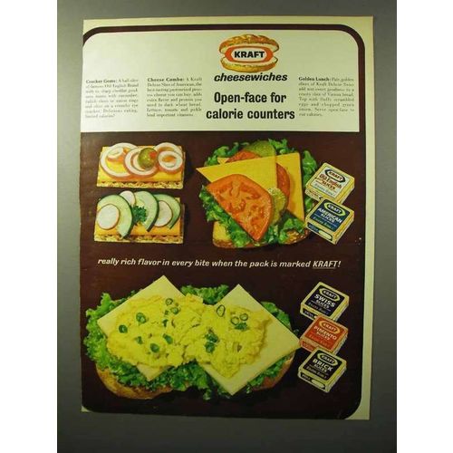 1964 Kraft Cheese Slices Ad - Open-Face for Calorie