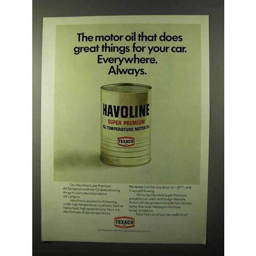 1971 Texaco Havoline Motor Oil Ad - Does Great Things