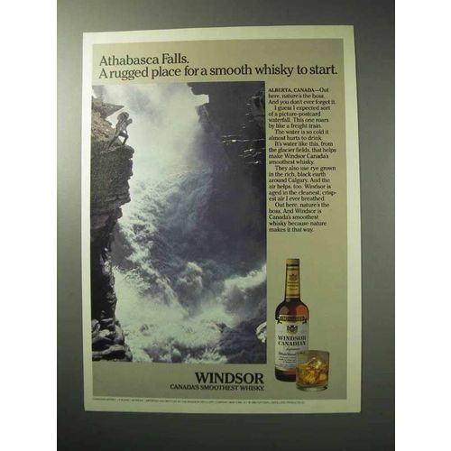 1986 Windsor Canadian Whisky Ad - Athabasca Falls