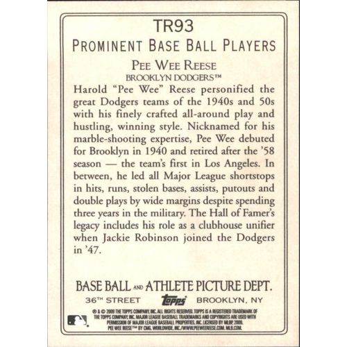 2009 Topps Turkey Red-Pee Wee Reese #TR93