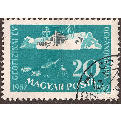 HUNGARY, Oceanography 1957-1959, blue 1959, 20 filler