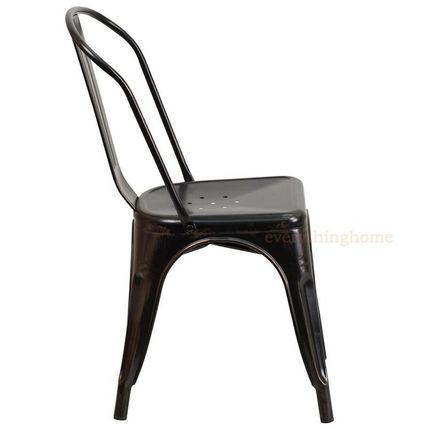 Tolix Antique Black Gold Metal Dining Chair Commercial Quality 1-4 Unit Discount