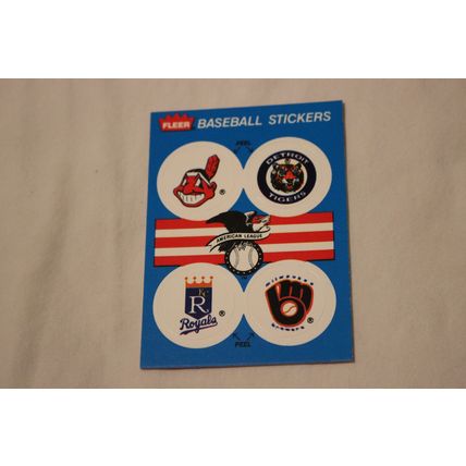 1989 Fleer Detroit Tigers Team History Stickerback w/4 variou TEAM LOGO Stickers