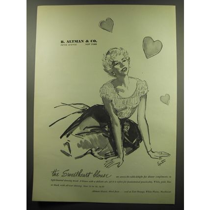1949 B. Altman & Co. Sweetheart Blouse Ad - The Sweetheart blouse