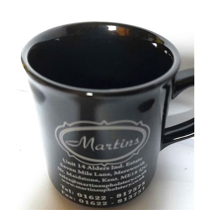 COFFEE MUG - MARTIN'S UPHOLSTERY 10 x 12 x 8 cm diameter - CLEAN, and VERY GOOD