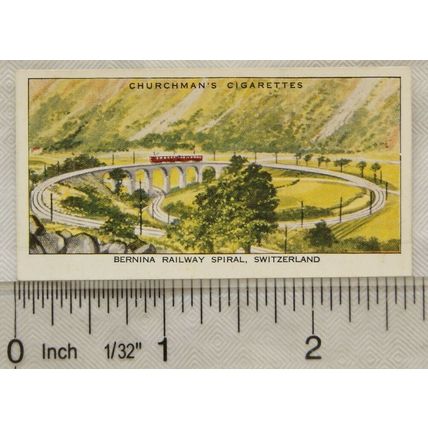 1937 Churchman Wonderful Railway Travel No. 31 Bernina Rail Spiral, Switzerland
