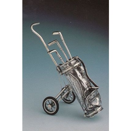 Leicester Metal Sterling Silver Golf Trolley Store Shop Advertising Postcard