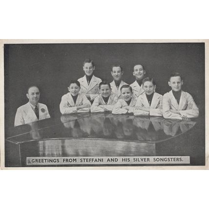 Steffani & His Silver Songsters Grand Piano Portrait Old Postcard