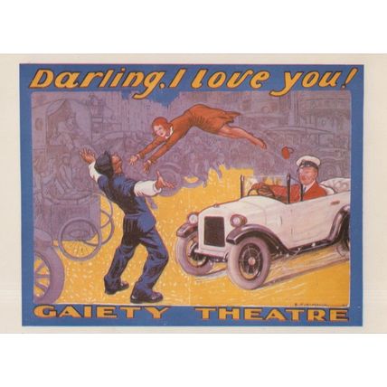 Gaiety Theatre London Chauffer Austin 7 Car Painting Postcard
