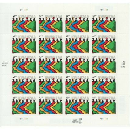 Kwanzaa Celebration Sheet of Twenty 42 Cent Postage Stamps Scott 4373