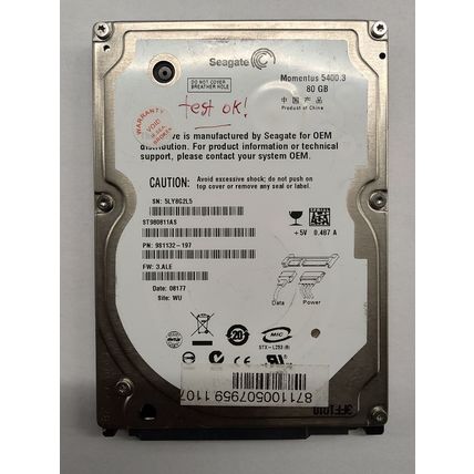 Seagate S-ATA harddisk. Momentus 5400.3 / 80GB / ST980811AS
