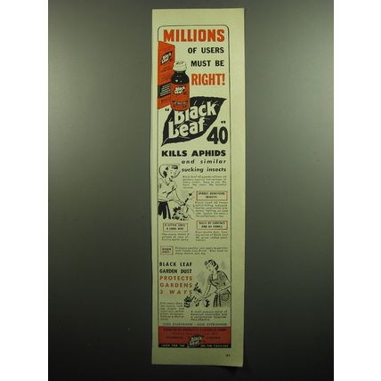 1949 Black Leaf 40 Insecticide Ad - Millions of users must be right