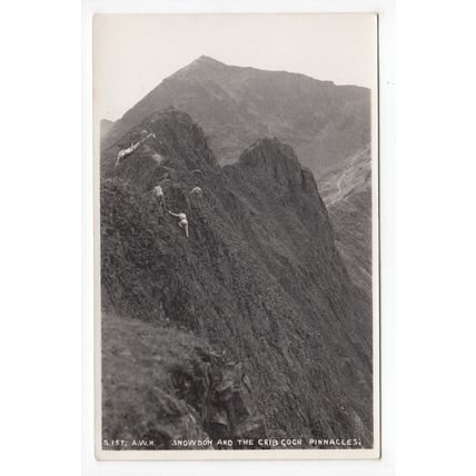 Rock Climbing Snowdon & the Crib Goch Pinnacles Plain Back Postcard Wales AWH