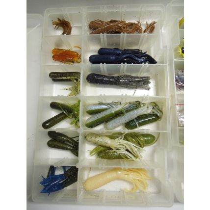 Lot of 50 custom handmade scented and MIZMO scented lizard & Tube baits 2 Cases
