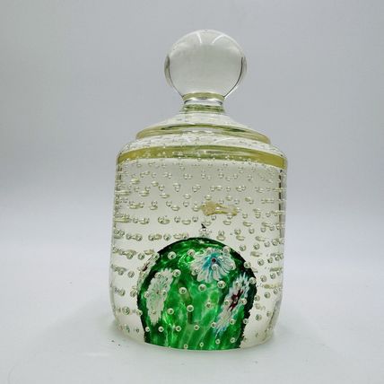 Vtg Fratelli Toso Murano Millefiori Control Bubble Art Glass Paperweight - Italy