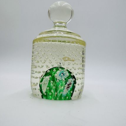 Vtg Fratelli Toso Murano Millefiori Control Bubble Art Glass Paperweight - Italy