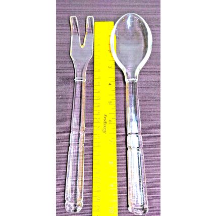 Clear Depression Glass Salad Fork & Spoon Set 1930-40's Imperial Glass Utensils