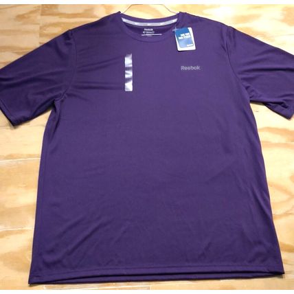 Reebok Playdry Men's Large Petunia Short Sleeve Vector Tee Athletic Sport NWT