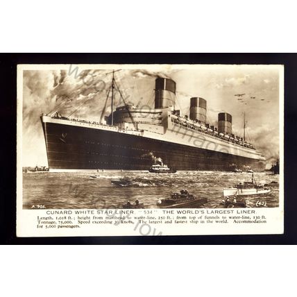 LS2710 - Cunard White Star Liner - Queen Mary - built 1936 - postcard