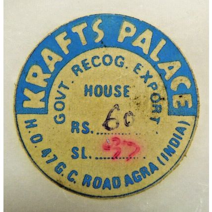 Lot of 3 Vintage 3.5" White KRAFT PALACE Coaster Set Stone Floral Inlay INDIA